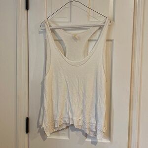 Racerback Layered Hem White Tank Top